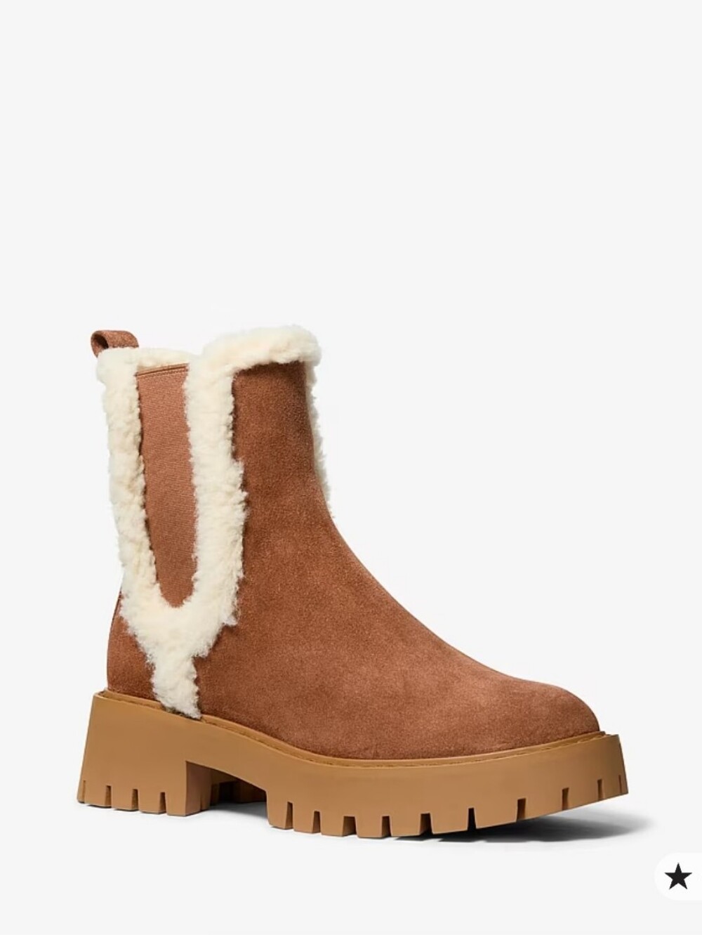 Michael Kors Asher Suede Faux-Shearling Lug Sole Ankle Boots